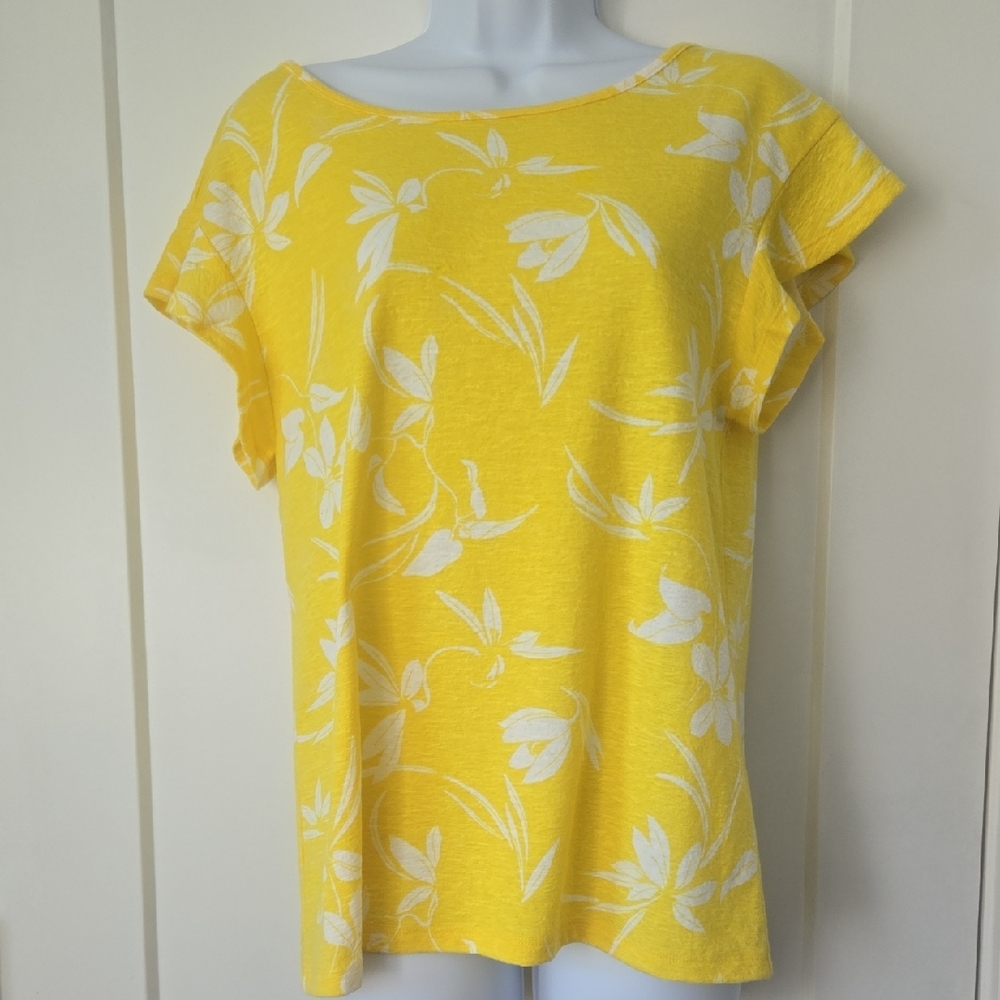Banana Republic Yellow Relaxed Boxy Tee With Floral Print